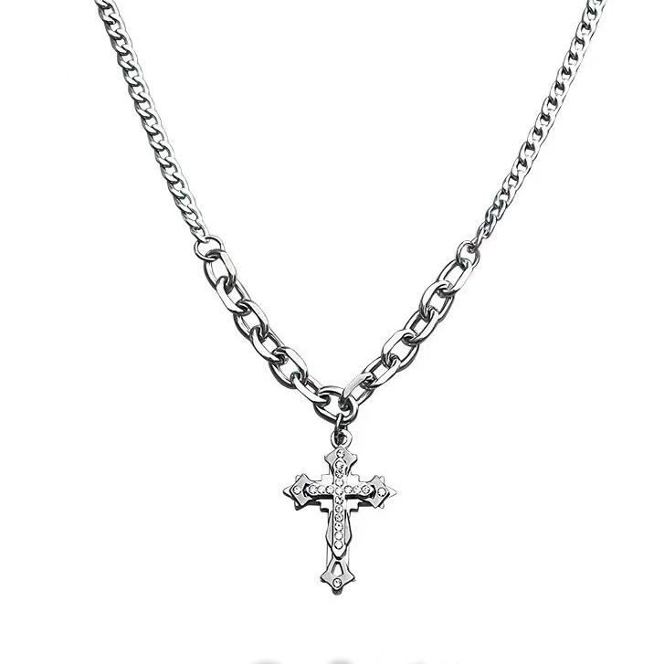 Hip Hop Cuban Cross สร้อยคอ Rhinestone Punk สร้อยคอสําหรับผู้ชายและผู้หญิงแฟชั่นเครื่องประดับของขวัญ