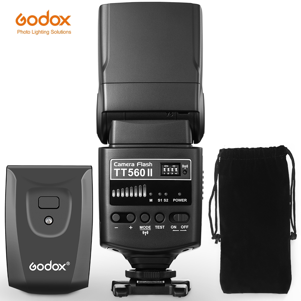 Godox Universal Speedlite TT560II แฟลชบนกล้องดีกว่า TT520II GN38 433MHz ตัวรับสัญญาณไร้สายพร้อมเครื่