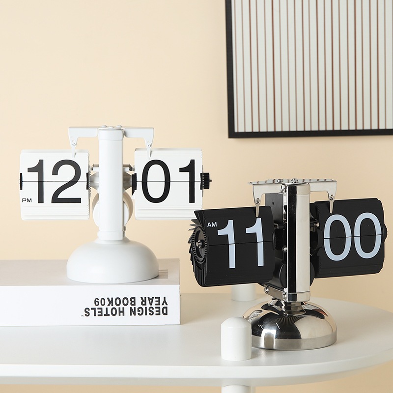 MTHome Digital Flip Down Clock Retro หมุนอัตโนมัติแบตเตอรี่ดำเนินการนาฬิกากลไกสำหรับ Home Room Office ตกแต่ง