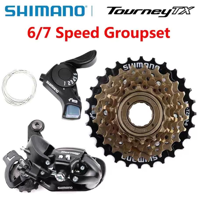 Shimano Tourney 6v 7v Groupset 6/7 ความเร็ว SL TX30 เกียร์ RD TY300 สับจานหลัง MF TZ500 Freewheel สําหรับจักรยานเสือภูเขาอะไหล่เดิม