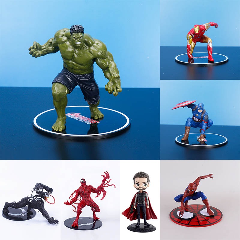 อะนิเมะ Action Figurines The Avengers Super Hero PVC รูปของเล่น Spider Man Hulk Iron Man Venom Batma