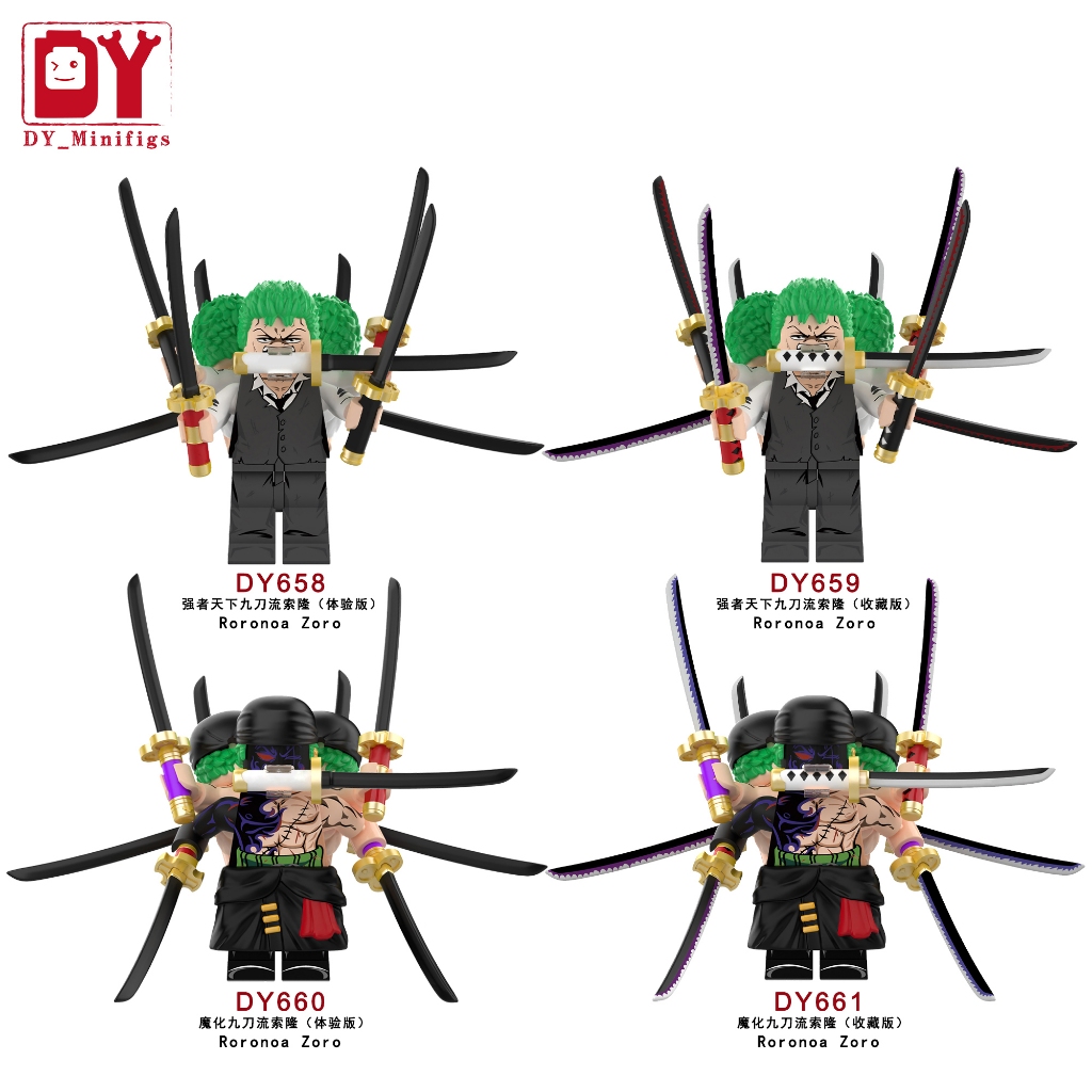Kyutoryu บล็อกตัวต่อ Zoro ตัวเลขของเล่น Roronoa Zoro Minifigures