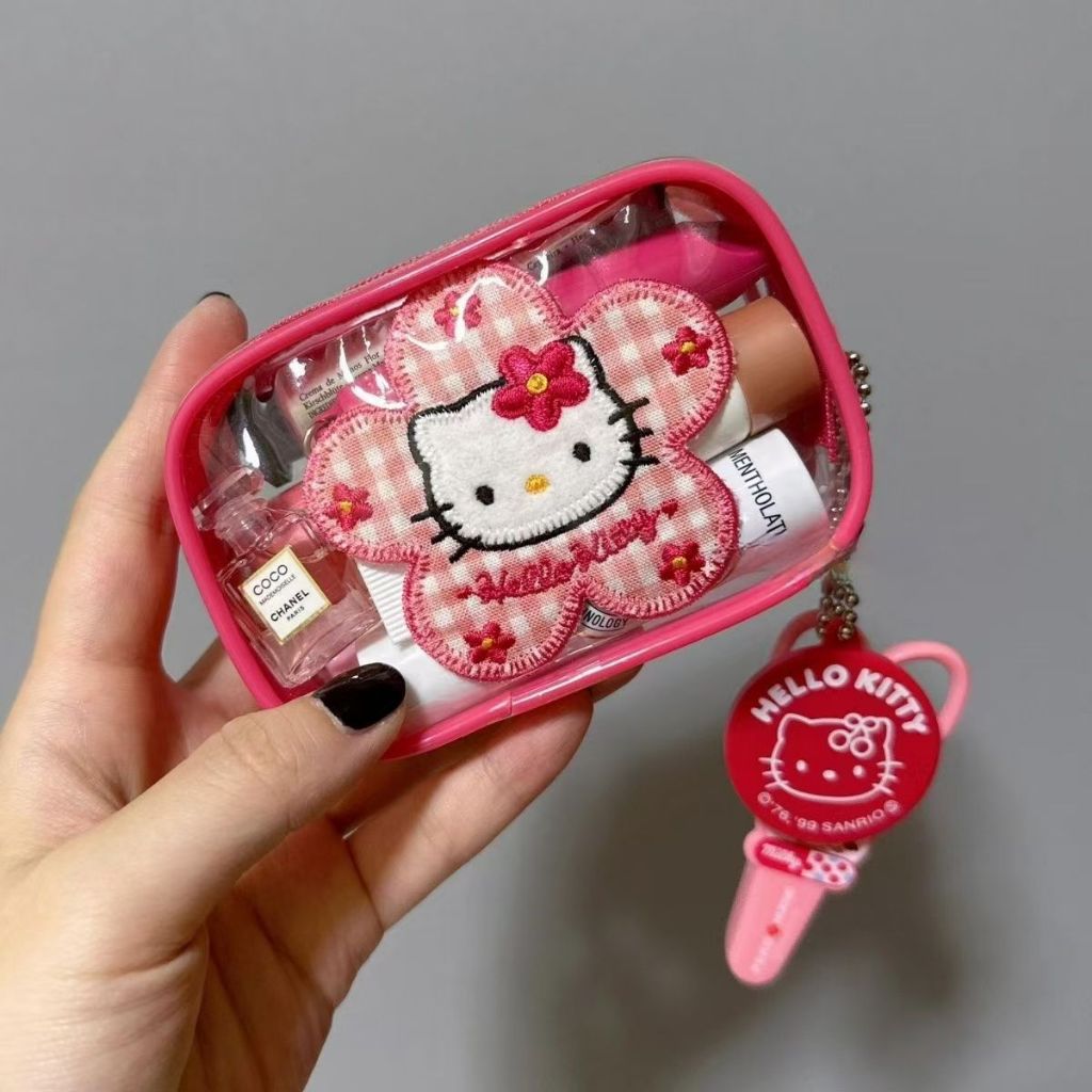 กระเป๋าเครื่องสําอาง Sanrio Mini น่ารัก Hellokitty จัดระเบียบกระเป๋าเก็บของ Pink Niche Small Bag Portable Clutch