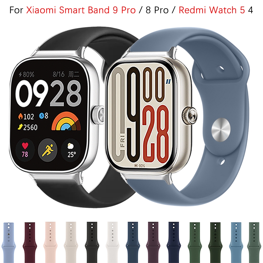 สายรัดซิลิโคนอ่อนนุ่มเปลี่ยนสายนาฬิกาสําหรับ Xiaomi Smart Band 9 Pro / 8 Pro Sport ข้อมือสําหรับ redmi watch 5 4 สายนาฬิกา