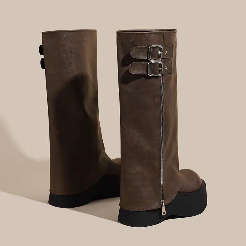 เทรนด์ Mi Mid-Tube Boots Long Boots Casual Soft Sole Fashion Anti-Sli - รูปที่ 7