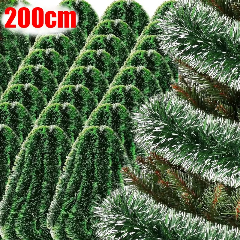 200ซม.คริสต์มาสtinsel Garland-จําลองMadderพวงหรีดดอกไม้-Xmas Treeริบบิ้นเครื่องประดับ-บ้านงานแต่งงานอุปกรณ์ตกแต่ง-ฟอยล์โลหะStarหวายTinsel Garland Dec