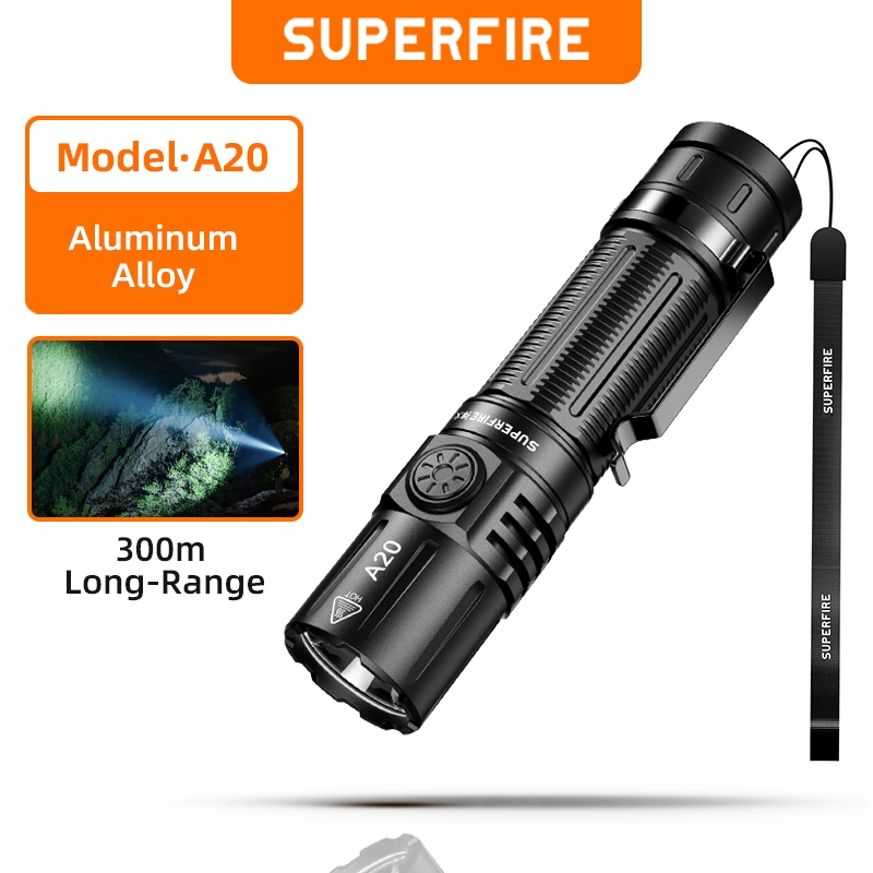 Superfire A20 20W ไฟฉาย High-power 2000 Lumens Super Bright Type-C ชาร์จใหม่ได้แบบพกพากันน้ํา Torchlight สําหรับตั้งแคมป์เดินป่า Expedition