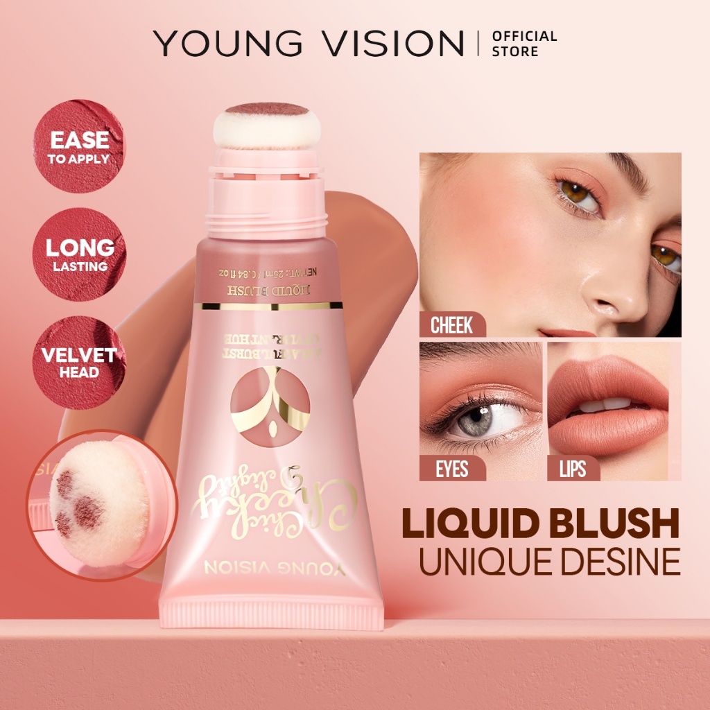 YOUNG VISION ลิปสติกครีมสำหรับบุ joue และหัวใจที่มีความจุ 25 มิลลิลิตร สีธรรมชาติ มีความกันน้ำและเป็นส่วนหนึ่งของเครื่องสำอางสำหรับหน้า