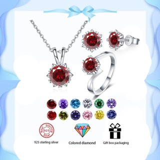 Cross Snowflake 925 Silver Birthstone แหวนต่างหูสร้อยคอชุดเค…