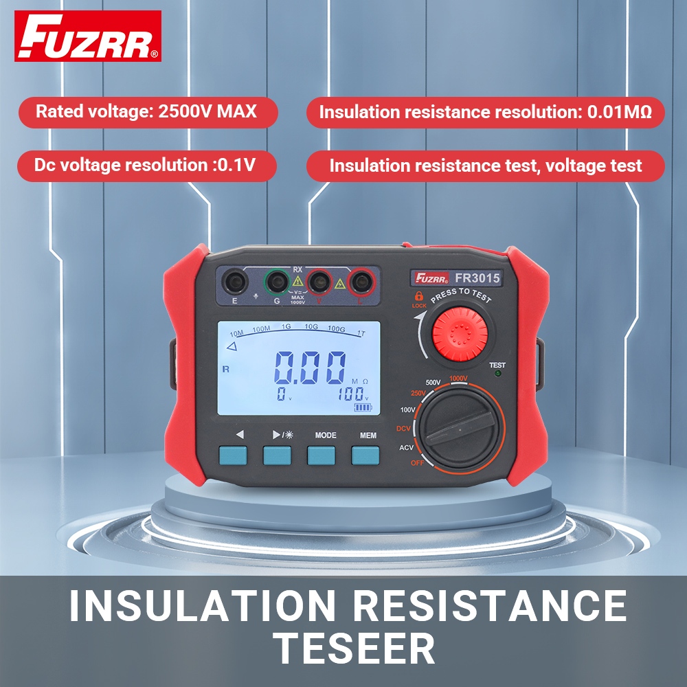 FUZRR Megaometer เครื่องวัดความต้านทานฉนวน 100-2500V การวัดความต้านทานอัตโนมัติ 50.00GΩ 100.0GΩ