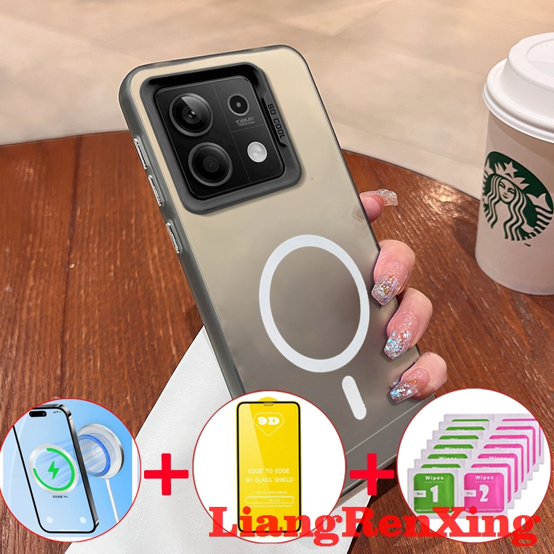 4 ใน 1 พร้อมกระจกนิรภัยกรณีสําหรับ REDMI NOTE 13 4G 2023 REDMI NOTE 13 PRO 5G เคสโทรศัพท์เคสแข็ง TPU กันกระแทกการออกแบบใหม่ความงามไร้สาย CYMBS01
