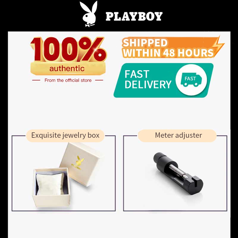 PLAYBOY นาฬกาข้อมือผู้หญิง กันนํา100% สายสเตนเลส นา ฬิกาผู้หญิง'สีขาว สีศา ทอง'เงิน แฟชั่น 3503