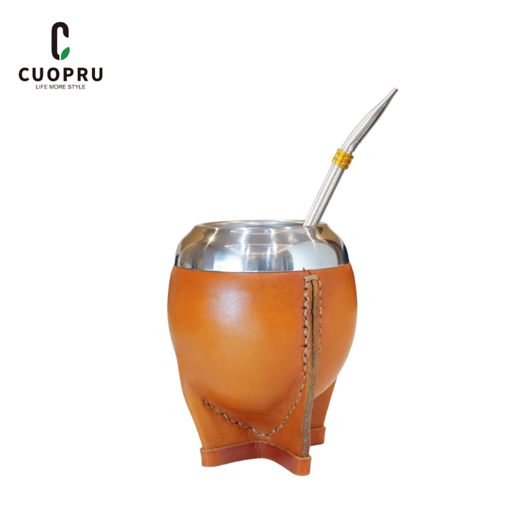 Cuopru Yerbe Mate Cuo ถ้วยเจอร์บาเมดั้งเดิมถ้วยตอร์ปิโดกับหลอด