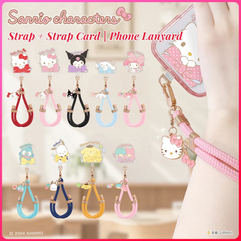GARMMA Sanrio Character Metal Charm Buckle Strap (36 CM) เชือกคล้องโทรศัพท์และสายรัดข้อมือแบบปรับได้พร้อมคลิปปะโทรศัพท์สำหรับสมาร์ทโฟนทุกรุ่น