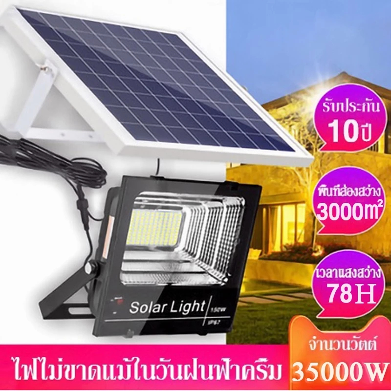 【รับประกัน30ปี】ไฟโซล่าเซลล์ ไฟโซล่าเซล IP6715W-1600W Solar Light แสงสีขาว สว่างอัตโนมัติเมื่อฟ้ามืด กันน้ำ