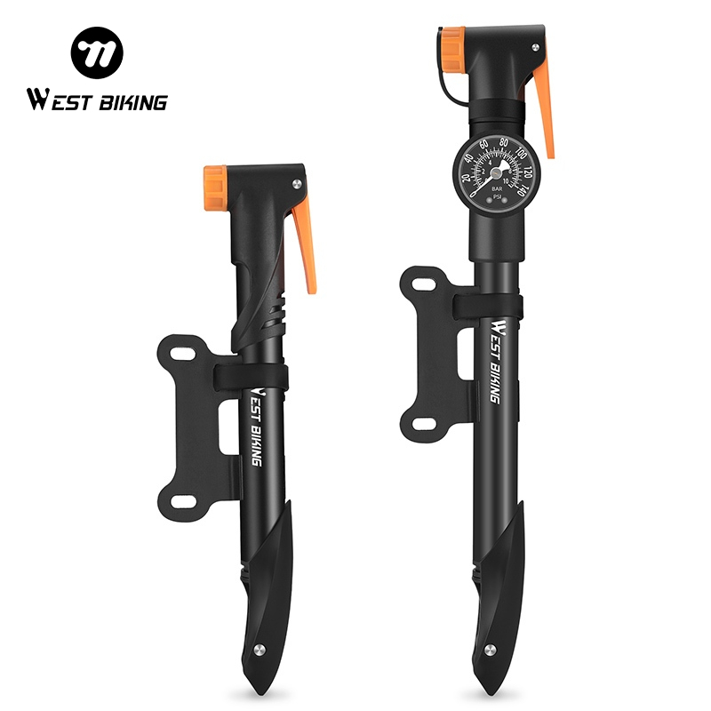 【พร้อมส่งจากกรุงเทพ】WEST BIKING แรงดันสูงปั๊มจักรยานรถจักรยานยนต์ปั๊ม 120 PSI สำหรับจักรยาน/รถจักรยานยนต์/ลูกบอลเครื่องวัดความดันอากาศ