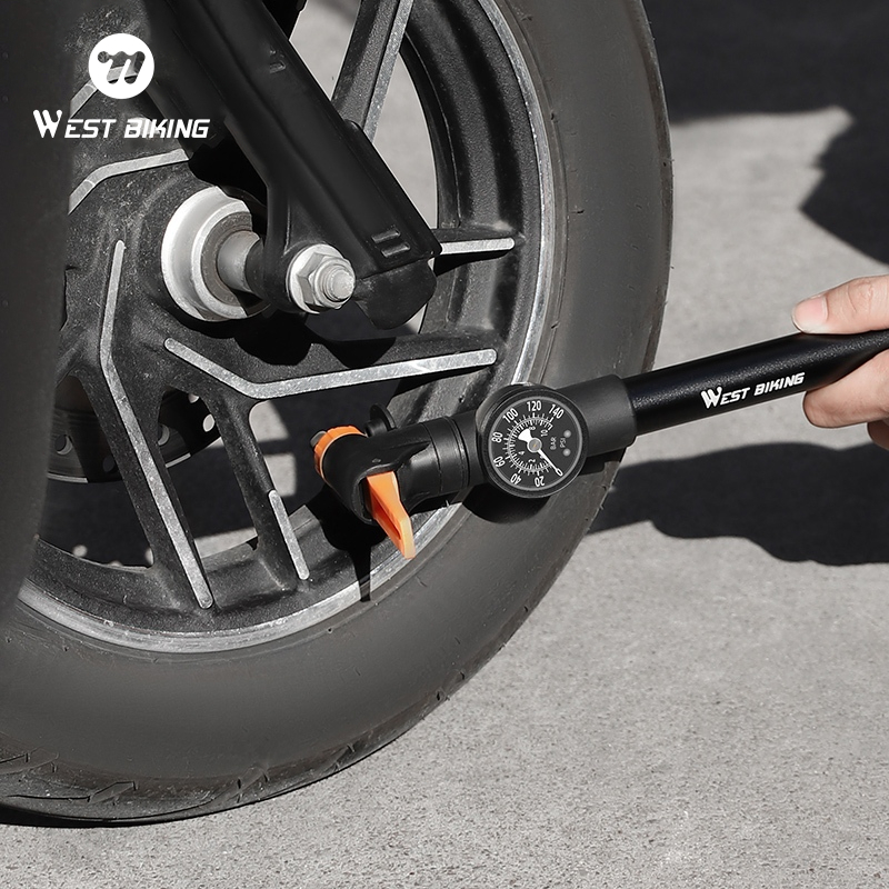 【พร้อมส่งจากกรุงเทพ】WEST BIKING แรงดันสูงปั๊มจักรยานรถจักรยานยนต์ปั๊ม 120 PSI สำหรับจักรยาน/รถยนต์/ลูกบอลเครื่องวัดความดันอากาศ — صورة 2