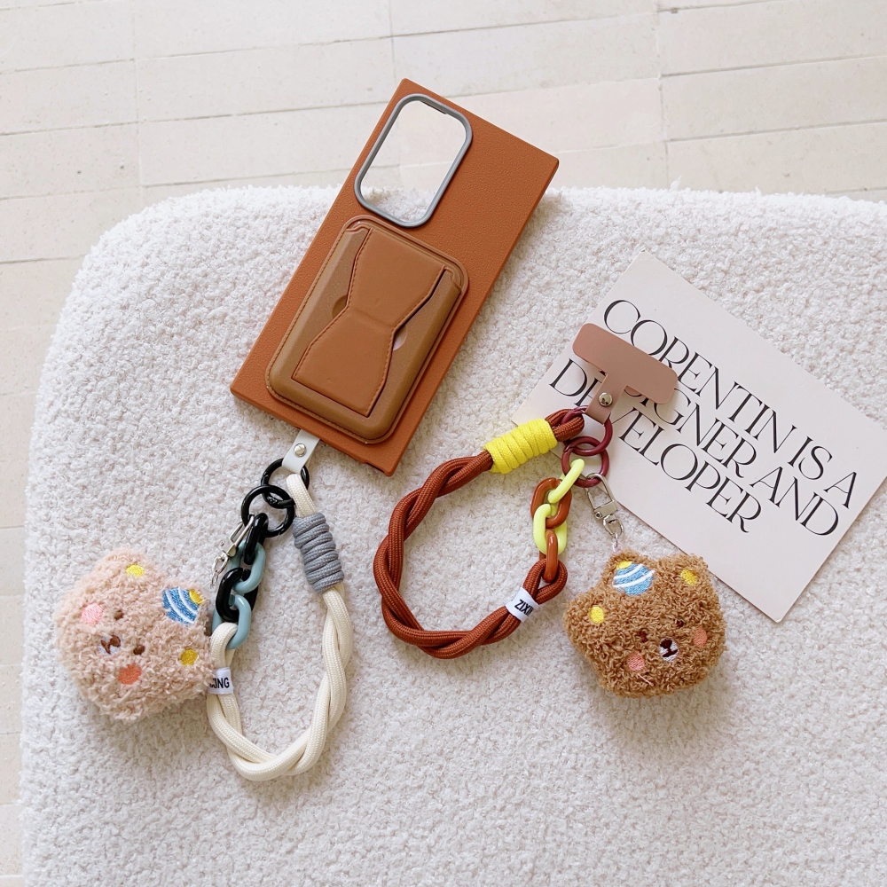 น่ารักการ์ตูน 3D ตุ๊กตา Fuzzy หมีโทรศัพท์คลิปสายรัดข้อมือ Anti-Lost Lanyard เครื่องประดับสาวผู้หญิง - รูปที่ 3