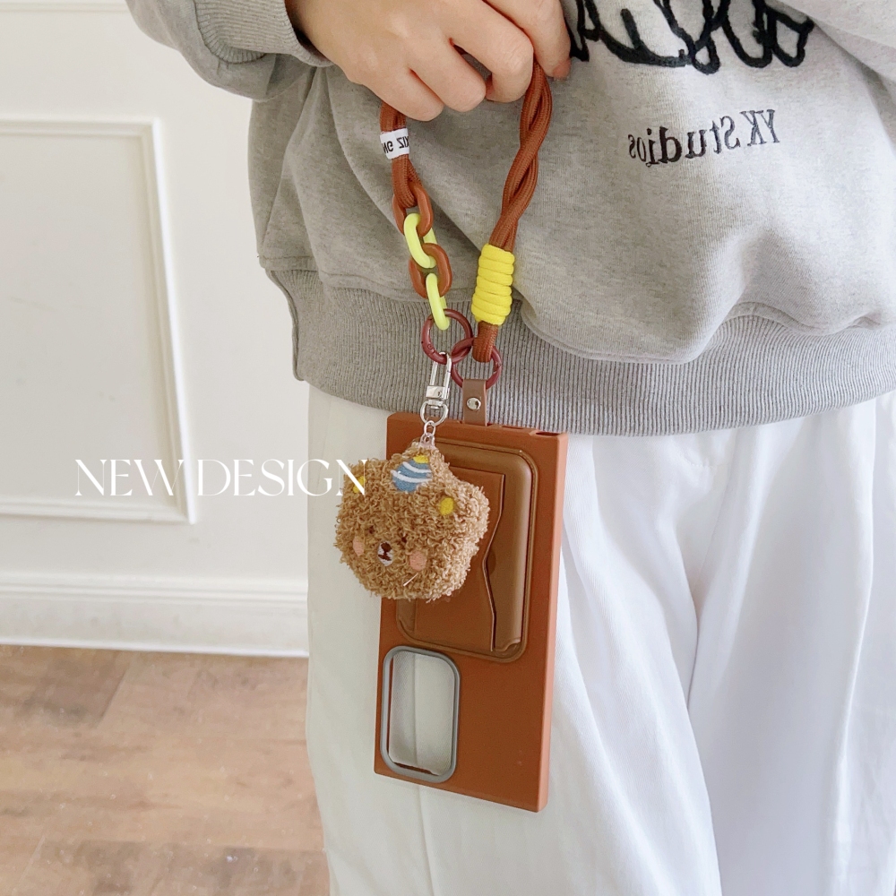 น่ารักการ์ตูน 3D ตุ๊กตา Fuzzy หมีโทรศัพท์คลิปสายรัดข้อมือ Anti-Lost Lanyard เครื่องประดับสาวผู้หญิง - รูปที่ 2