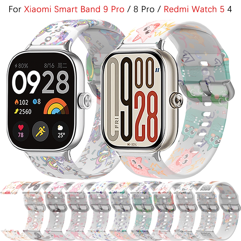 รูปแบบโปร่งใสซิลิโคนอ่อนนุ่มเปลี่ยนสายนาฬิกาสําหรับ Xiaomi Smart Band 10 Pro / 9 Pro / 8 Pro สมาร์ทนาฬิกาสําหรับ Redmi Watch 6 5 4 สายรัดข้อมือสร้อยข้อมือ