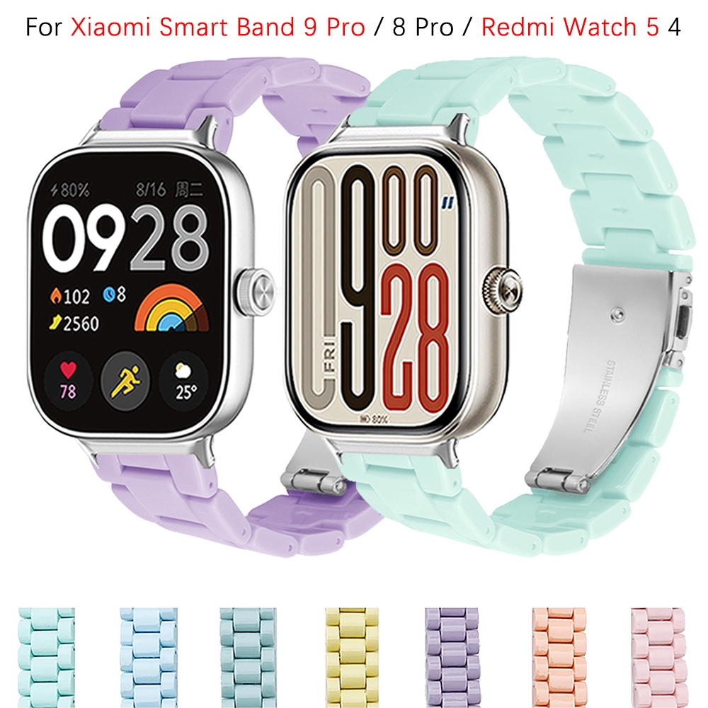 สีลูกกวาดเรซิ่นสายนาฬิกาสําหรับ Xiaomi Smart Band 10 Pro / 9 Pro / Redmi Watch 6 5 4 Smart Watch Macaron สําหรับ Xiaomi Smart Band 8 Pro เปลี่ยนนาฬิกาข้อมือ