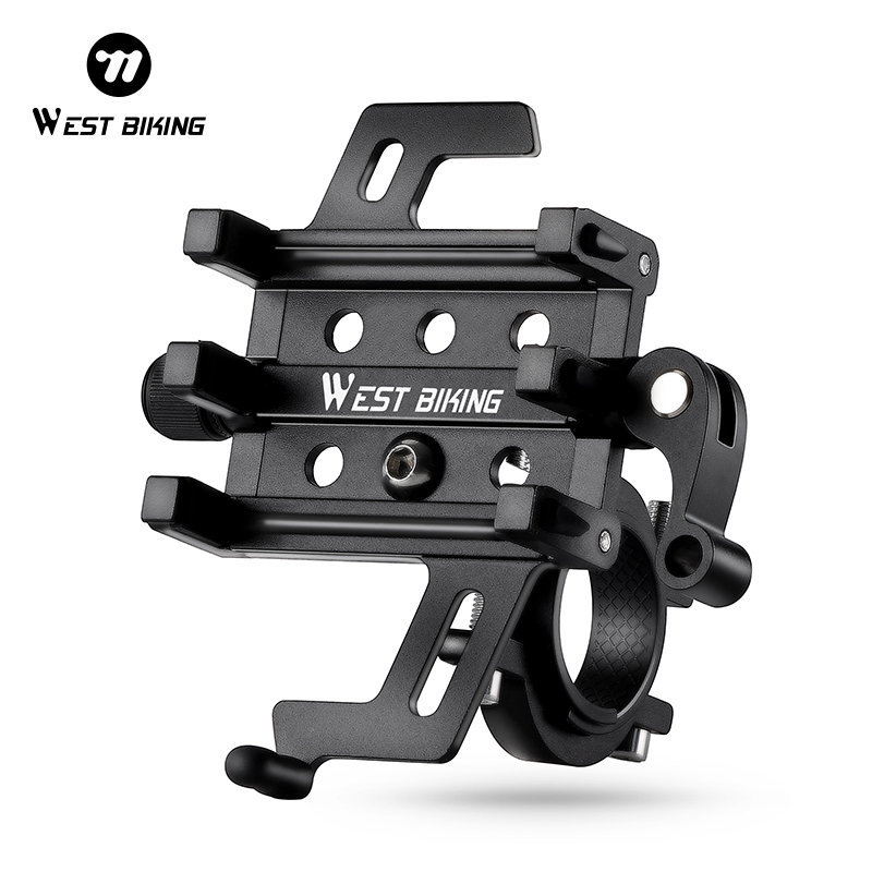 WEST BIKING ที่วางโทรศัพท์มือถือจักรยานแบบปรับได้ ปล่อยอย่างรวดเร็ว อลูมิเนียมอัลลอยด์วงเล็บโทรศัพท์มือถือกันกระแทกขี่จักรยานนําทางสนับสนุน