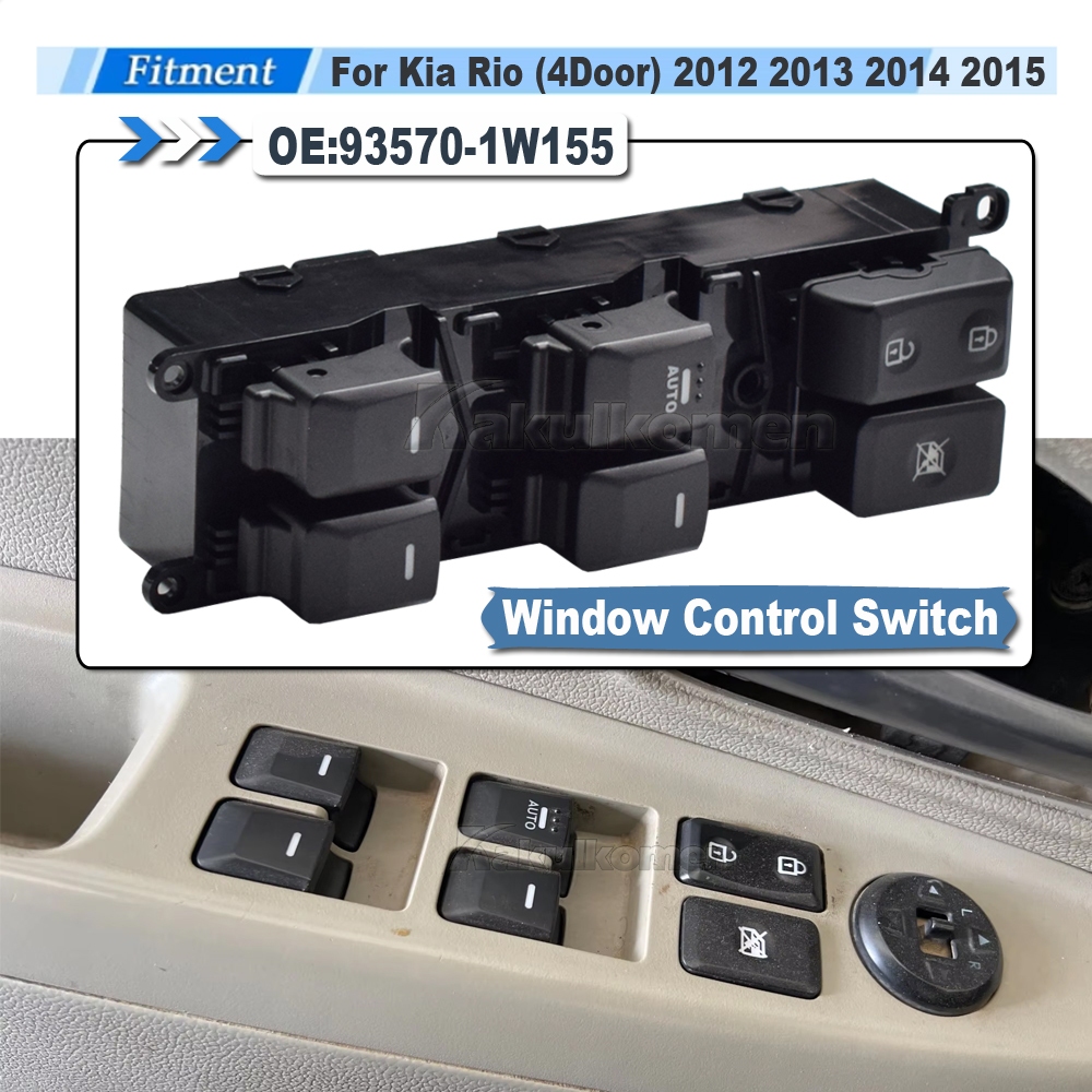 16-pin ด้านหน้าซ้ายไฟฟ้า Master Control ไฟฟ้าลิฟท์สวิทช์หน้าต่าง 93570-1W155 เหมาะสําหรับ Kia Rio (4 ประตู) 2012 2013 2014 2015