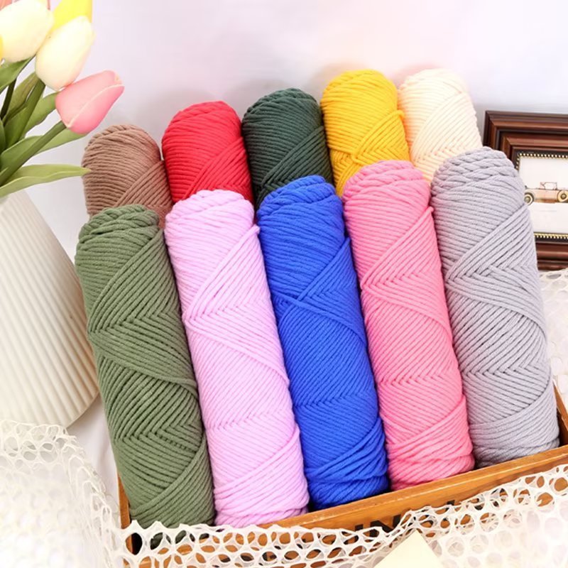 ไหมพรมคอตตอนนม 8-ply ไหมพรม ถักโครเชต์ เส้นด้าย ลวด DIY เส้นด้ายถัก 100g [No. 1-49]