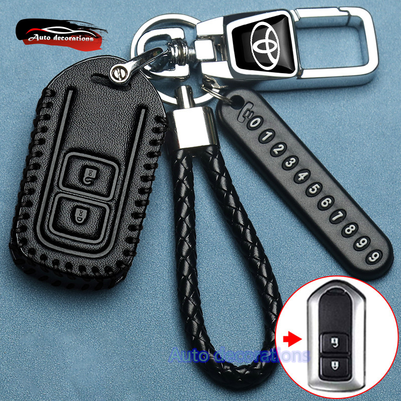 2 ปุ่ม ปลอกกุญแจรถยนต์ Toyota สําหรับ Toyota wish 2004-2009 เคสกุญแจหนัง พวงกุญแจ Toyota