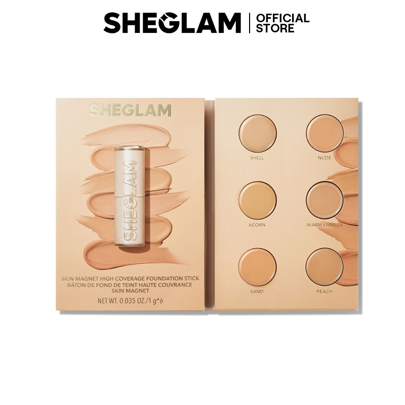 Sheglam สกินแม่เหล็ก High Coverage Foundation Stick Sample (ONLY 3g)-Long-Lasting Pore Less Flawless ใช้งานง่าย Full Coverage Foundation Stick ตัวอย่าง
