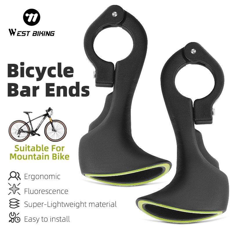 WEST BIKING ปลายแฮนด์จักรยาน วัสดุน้ําหนักเบาพิเศษ ปลายบาร์ ด้ามจับจักรยาน ติดตั้งง่าย 1 คู่