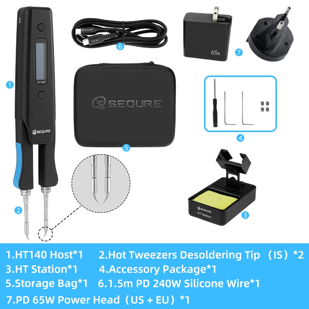 Sequre HT140 2-IN-1 แหนบร้อนและหัวแร้งใช้งานร่วมกับ C210 เคล็ดลับบัดกรีและ C120 แหนบร้อนตลับหมึกเคล็