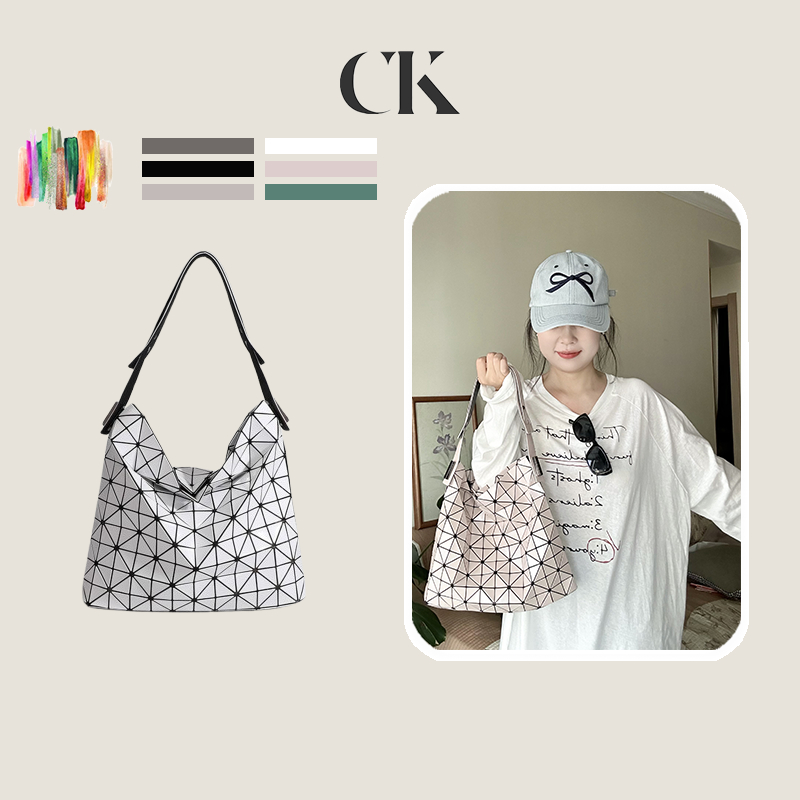 CINVAI&KROZE กระเป๋าโท้ทเลื่อมเพชรทรงเรขาคณิตใหม่กระเป๋าสะพายเดินทางระดับไฮเอนด์