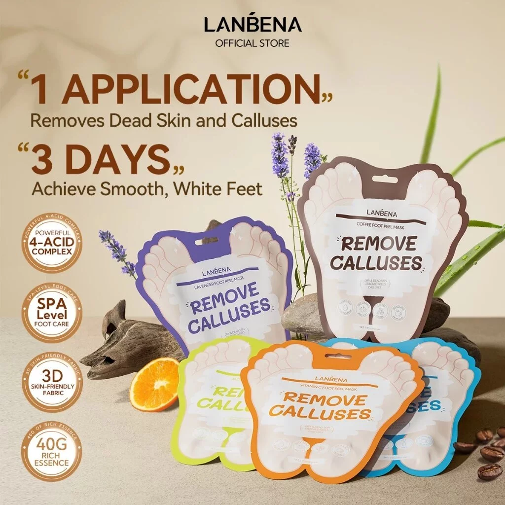 LANBENA foot facial mask, hand facial mask, foot peeling facial mask, foot peeling, care, heel cracking,, scrub, remove surrounding dead skin,hand care