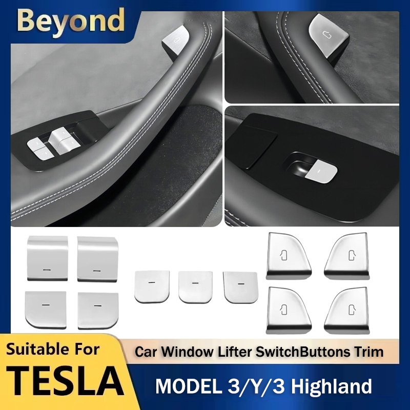 สำหรับ Tesla Model 3 Model Y 2024 หน้าต่างปุ่มสวิทช์Trimเปิดประตูสติกเกอร์ปุ่มภายใน Model 3 Highland รถอุปกรณ์เสริม