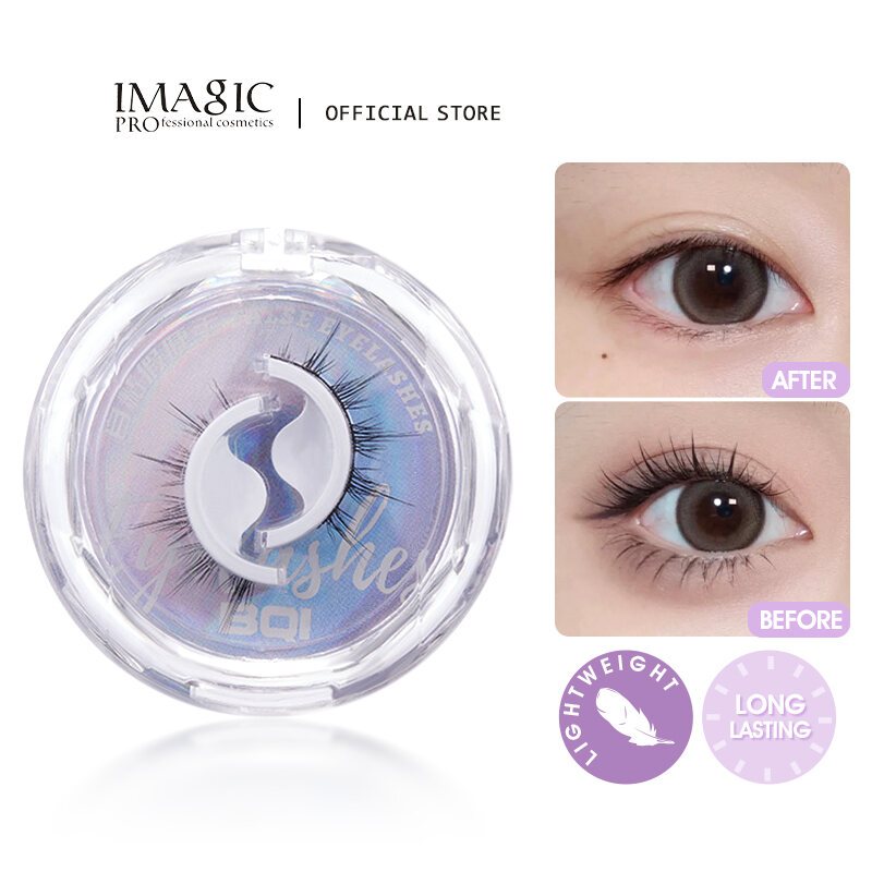 BQI ขนตาปลอมแบบมีกาวในตัวนํากลับมาใช้ใหม่ธรรมชาติ 3D Lashes Curly Stick On Eye Lashes Glueless Lash 