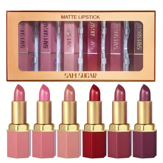 1/6 ชิ้น Sparkle Velvet ลิปสติก - Metallic Pearl Finish, Long-Lasting Shine & Glitter, Non-stick Cup ลิปสติกกันน้ําของขวัญที่สมบูรณ์แบบสําหรับผู้หญิง
