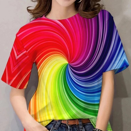เสื้อยืดสายรุ้งผู้หญิง Tie Dye Tee Casual Pride