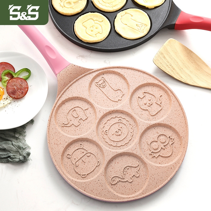 S&S แพนเค้กMaker Pan-Griddleกระทะแพนเค้กแม่พิมพ์สำหรับเด็กแพนเค้กไม่ติดGriddle Pan 7รูปร่างสัตว์