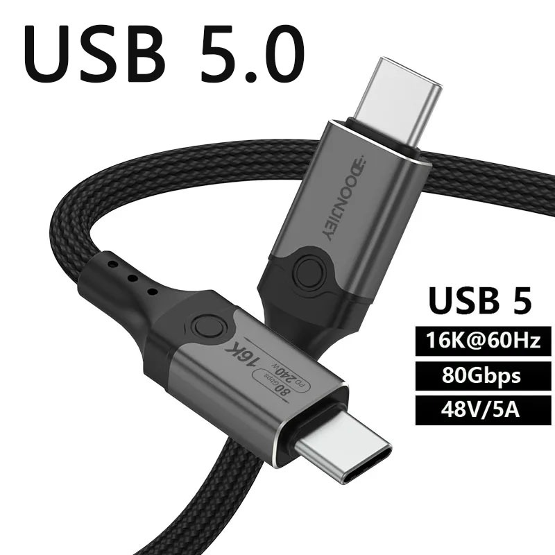 0.5 M 1 M 2 M USB 5.0 80Gbps Thunderbolt 5 สาย 16K @ 60hz USB c TO USB c PD240W Type-c ชาร์จ USB 5 ส