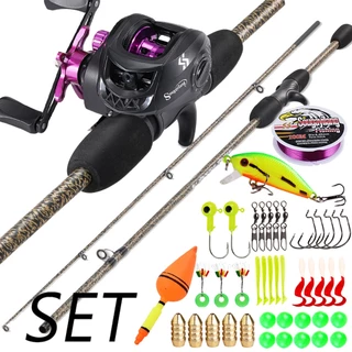 Sougayilang เบ็ดตกปลา Reel Line Lure ชุดหล่อ 1.8M 5-10LB 7.2:1 รอก BC เบ็ดตกปลา UL Carbon ครบชุด