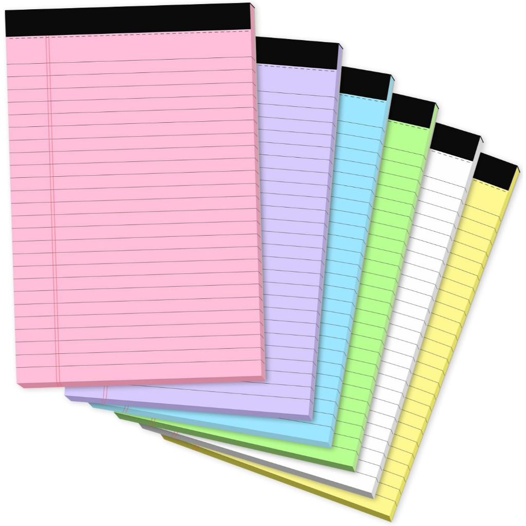 แผ่นกฎหมายขนาดเล็ก 5x8 สี 6 แพ็คแผ่นหมายเหตุ 5x8 Perforated Pink Legal Pad College Ruled Lined Paper