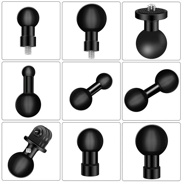 อลูมิเนียม 1/4 Srew อะแดปเตอร์ถึง 25 มม.หัวบอล 1 นิ้วสําหรับ Gopro 10/9 Insta360 รถจักรยานยนต์ Action กล้อง Mount