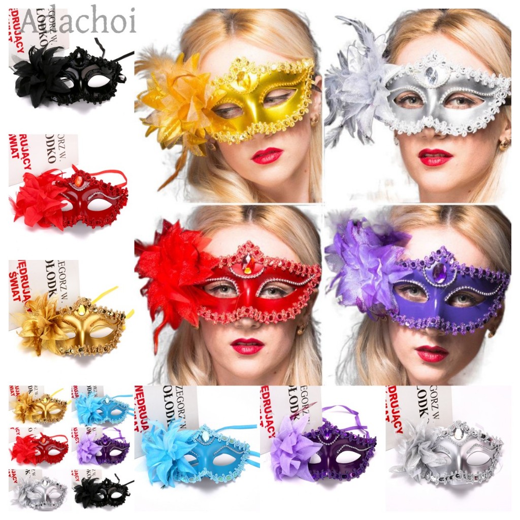 Adachoi Dance Party เพชร Venetian หน้ากาก Feather ดอกไม้งานแต่งงาน Carnival Performance เครื่องแต่งกายเซ็กซี่ Lady หน้ากาก Masquerade คริสต์มาส TH