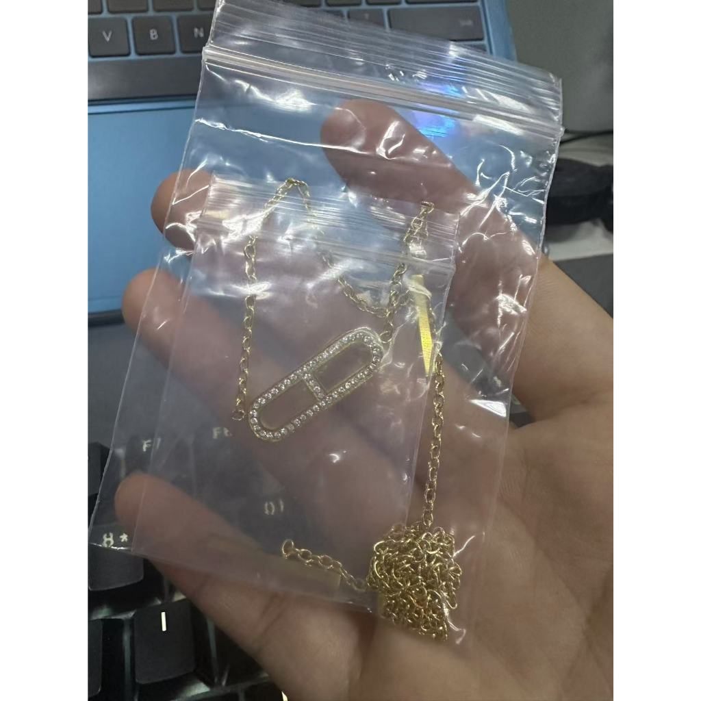 H Silver Ever Chaine D'Ancre สร้อยคอยาว พร้อมเพชร