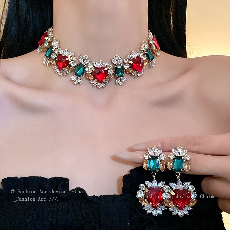 [จูวบิวตี้]เพทายรักประกบสร้อยคอยุโรปและสหรัฐอเมริกาความรู้สึกระดับสูงของโซ่กระดูกไหปลาร้าวินเทจทั้งหมดใหม่เครื่องประดับเฉพาะขายส