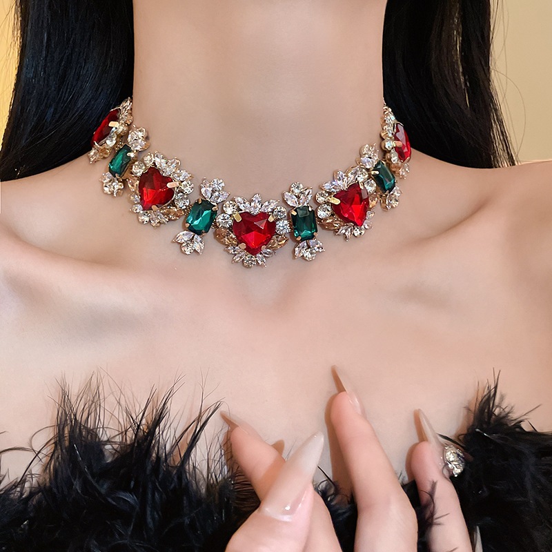 [จูวบิวตี้]เพทายรักประกบสร้อยคอยุโรปและสหรัฐอเมริกาความรู้สึกระดับสูงของโซ่กระดูกไหปลาร้าวินเทจทั้งหมดใหม่เครื่องประดับเฉพาะขายส - รูปที่ 5