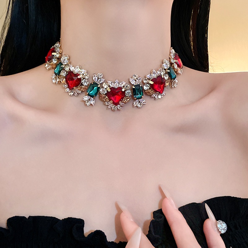 [จูวบิวตี้]เพทายรักประกบสร้อยคอยุโรปและสหรัฐอเมริกาความรู้สึกระดับสูงของโซ่กระดูกไหปลาร้าวินเทจทั้งหมดใหม่เครื่องประดับเฉพาะขายส - รูปที่ 2