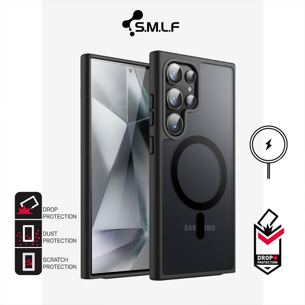 SMLF เคสแม่เหล็ก Matte Magnetic Case For Samsung S25 Ultra S24 Ultra S23 Plus S22 Ultra S22 + เคสซัม