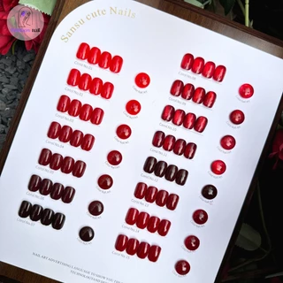 SANSU ชุดยาทาเล็บเจล 15 สี (ซีรีส์สีแดง) 11 สีเจลพื้น+2 สีเจลแคทอาย+2 สีเจลไซรัป แถมแผนภูมิสี